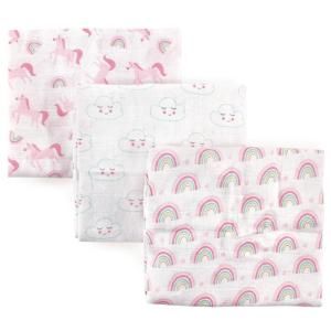 imageLuvable Friends Unisex Baby Muslin Cotton Swaddle Blanket Basic Mint Elephant One SizeRainbow
