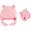 imageLuvable Friends Baby Girls Beary Cozy Hat and Mitten SetLight Pink Toddler
