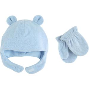 imageLuvable Friends Baby Girls Beary Cozy Hat and Mitten SetLight Blue Toddler