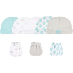 imageLuvable Friends Baby Girls Cotton Caps and Scratch MittensElephant