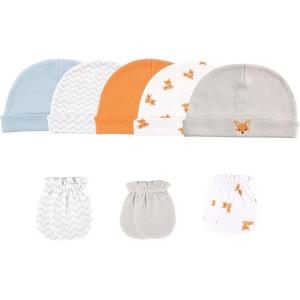 imageLuvable Friends Baby Girls Cotton Caps and Scratch MittensFox