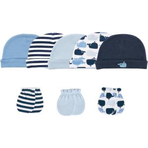 imageLuvable Friends Baby Girls Cotton Caps and Scratch MittensWhale