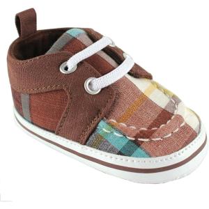 imageLuvable Friends Unisex Baby Crib ShoesBrown Plaid