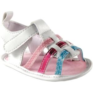 imageLuvable Friends Unisex Baby Crib ShoesWhite Metallic Sandal