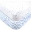 imageLuvable Friends Unisex Baby Fitted Crib Sheet Pink Chevron Dot One SizeBlue Chevron Stars