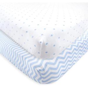 imageLuvable Friends Unisex Baby Fitted Crib Sheet Pink Chevron Dot One SizeBlue Chevron Stars