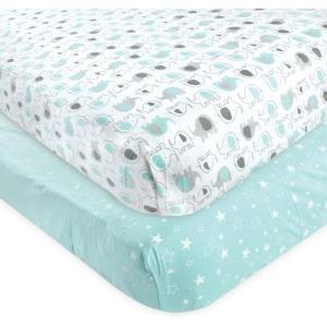 imageLuvable Friends Unisex Baby Fitted Crib Sheet Pink Chevron Dot One SizeBoy Basic Elephant