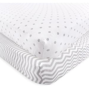 imageLuvable Friends Unisex Baby Fitted Crib Sheet Pink Chevron Dot One SizeGray Chevron Dot
