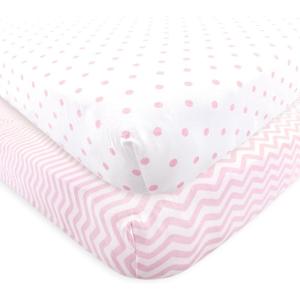 imageLuvable Friends Unisex Baby Fitted Crib Sheet Pink Chevron Dot One SizePink Chevron Dot