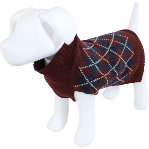 imageLuvable Friends Dogs and Cats Knit Pet Sweater Buffalo Plaid SmallBurgundy Argyle