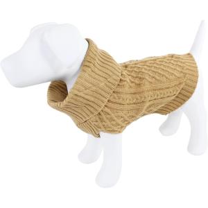imageLuvable Friends Dogs and Cats Knit Pet Sweater Buffalo Plaid SmallCamel