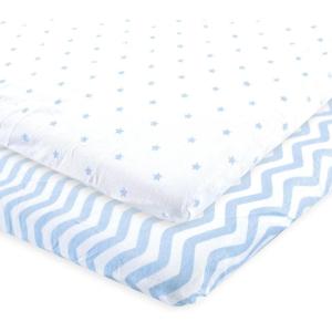 imageLuvable Friends Unisex Baby Fitted Playard Sheet White One SizeBlue Chevron Stars
