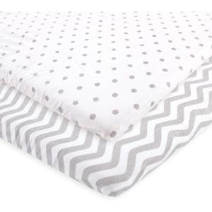 imageLuvable Friends Unisex Baby Fitted Playard Sheet White One SizeGray Chevron Dot