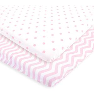 imageLuvable Friends Unisex Baby Fitted Playard Sheet White One SizePink Chevron Dot
