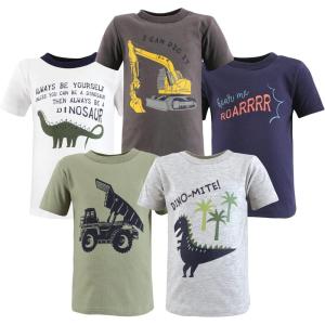 imageHudson Baby Unisex Baby Short Sleeve TshirtsConstruction Dino
