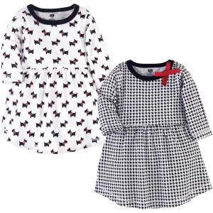 imageLuvable Friends Hudson Baby LongSleeve Dresses 2pkBlack Scottie Print