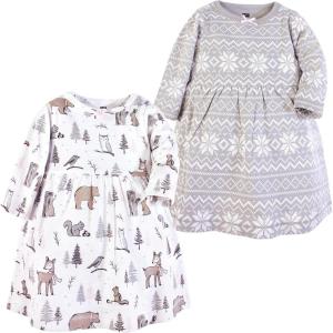 imageLuvable Friends Hudson Baby LongSleeve Dresses 2pkFrosty Woodland