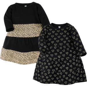 imageLuvable Friends Hudson Baby LongSleeve Dresses 2pkHeart Leopard