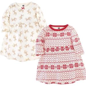 imageLuvable Friends Hudson Baby LongSleeve Dresses 2pkHoliday Deer