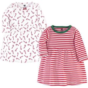 imageLuvable Friends Hudson Baby LongSleeve Dresses 2pkHoliday Stripe