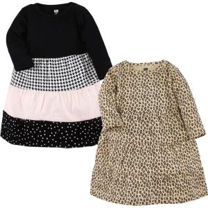 imageLuvable Friends Hudson Baby LongSleeve Dresses 2pkHoundstooth Leopard