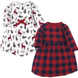 imageLuvable Friends Hudson Baby LongSleeve Dresses 2pkWoodland Fawn