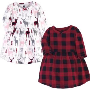 imageLuvable Friends Hudson Baby LongSleeve Dresses 2pkWoodland Fawn Red
