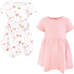 imageLuvable Friends Hudson Baby Sleeveless Dresses 2pkPink Gold Heart Pattern