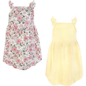 imageLuvable Friends Hudson Baby Sleeveless Dresses 2pkRose Yellow Floral