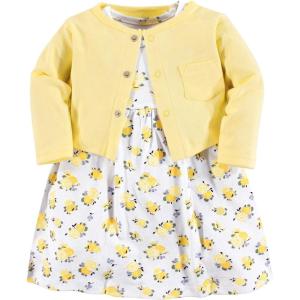 imageLuvable Friends babygirls Dress and CardiganYellow Floral