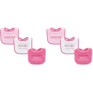 imageLuvable Friends Unisex Baby Cotton Drooler Bibs with Fiber Filling Girl Family One Size Pack of 2