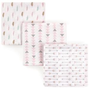 imageLuvable Friends Unisex Baby Cotton Flannel Receiving Blankets Tribe 4Pack One SizeGirl Feathers 3pack