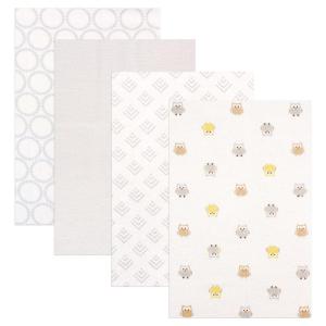 imageLuvable Friends Unisex Baby Cotton Flannel Receiving Blankets Tribe 4Pack One SizeOwl 4pack