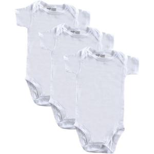 imageLuvable Friends Unisex Baby Cotton Bodysuits White Short Sleeve 3 Pack 36 Months 6M