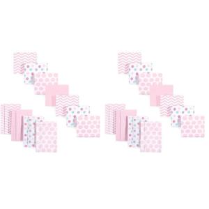 imageLuvable Friends Unisex Baby Cotton Flannel Burp Cloths and Receiving Blankets 11Piece Pink Chevron One Size Pack of 2