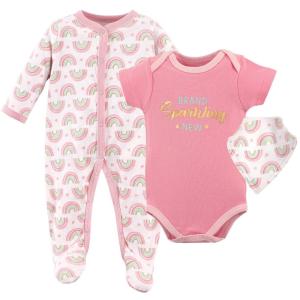 imageLuvable Friends Unisex Baby Sleep and Play Bodysuit and Bib Rainbows 36 Months