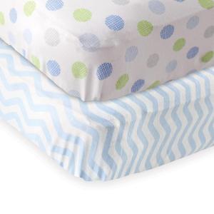 imageFitted Crib Sheet 2PackBlue ChevronBlue Crosshatch