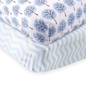 imageFitted Crib Sheet 2PackBlue ChevronBlue Tree