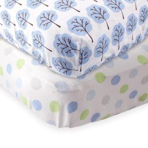 imageFitted Crib Sheet 2PackBlue CrosshatchBlue Tree