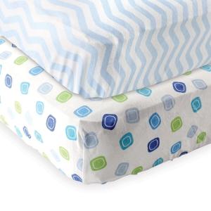 imageFitted Crib Sheet 2PackBlue GeoBlue Chevron