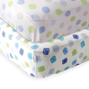 imageFitted Crib Sheet 2PackBlue GeoBlue Crosshatch