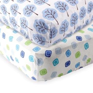 imageFitted Crib Sheet 2PackBlue GeoBlue Tree
