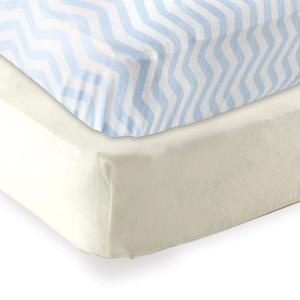 imageFitted Crib Sheet 2PackEcruBlue Chevron