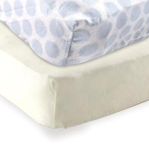 imageFitted Crib Sheet 2PackEcruBlue Dots