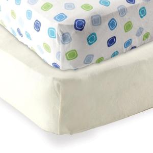 imageFitted Crib Sheet 2PackEcruBlue Geo