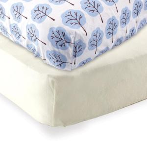 imageFitted Crib Sheet 2PackEcruBlue Tree