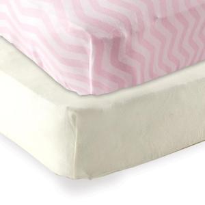 imageFitted Crib Sheet 2PackEcruPink Chevron