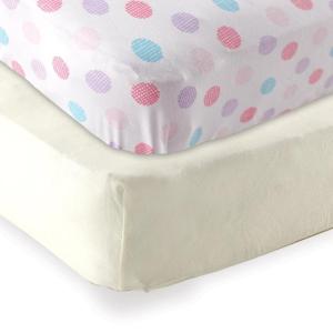 imageFitted Crib Sheet 2PackEcruPink Crosshatch