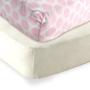 imageFitted Crib Sheet 2PackEcruPink Dots