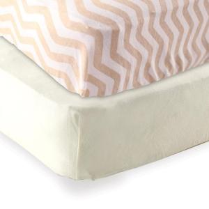 imageFitted Crib Sheet 2PackEcruTan Chevron